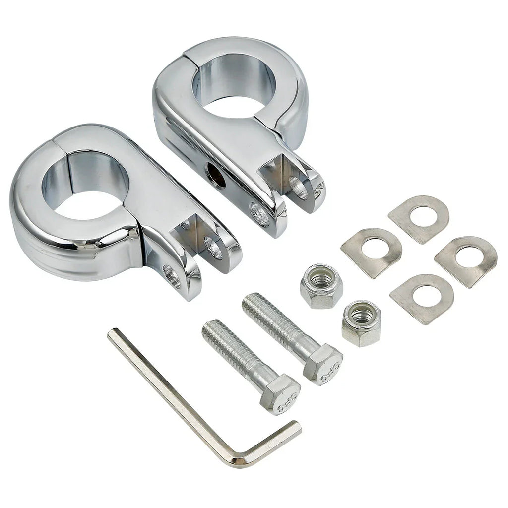 1.25" Chrome Foot Pegs Mounting Kit for Harley Highway Engine Guard Bars