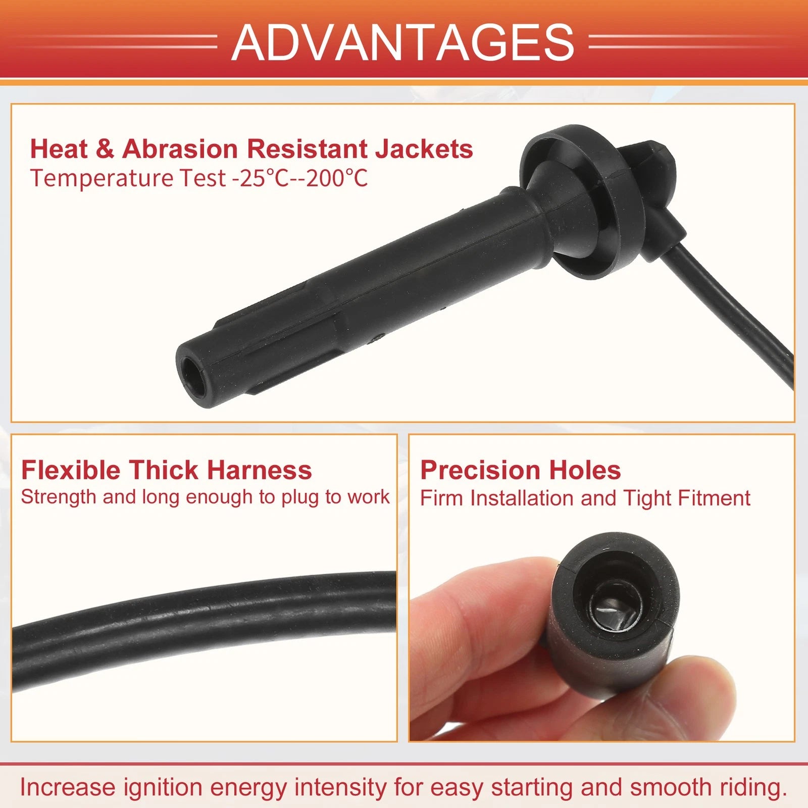 Set of 4 Spark Plug Wire Ignition Coil Cables No.22448AA00A for Subaru Outback (2000–2004)