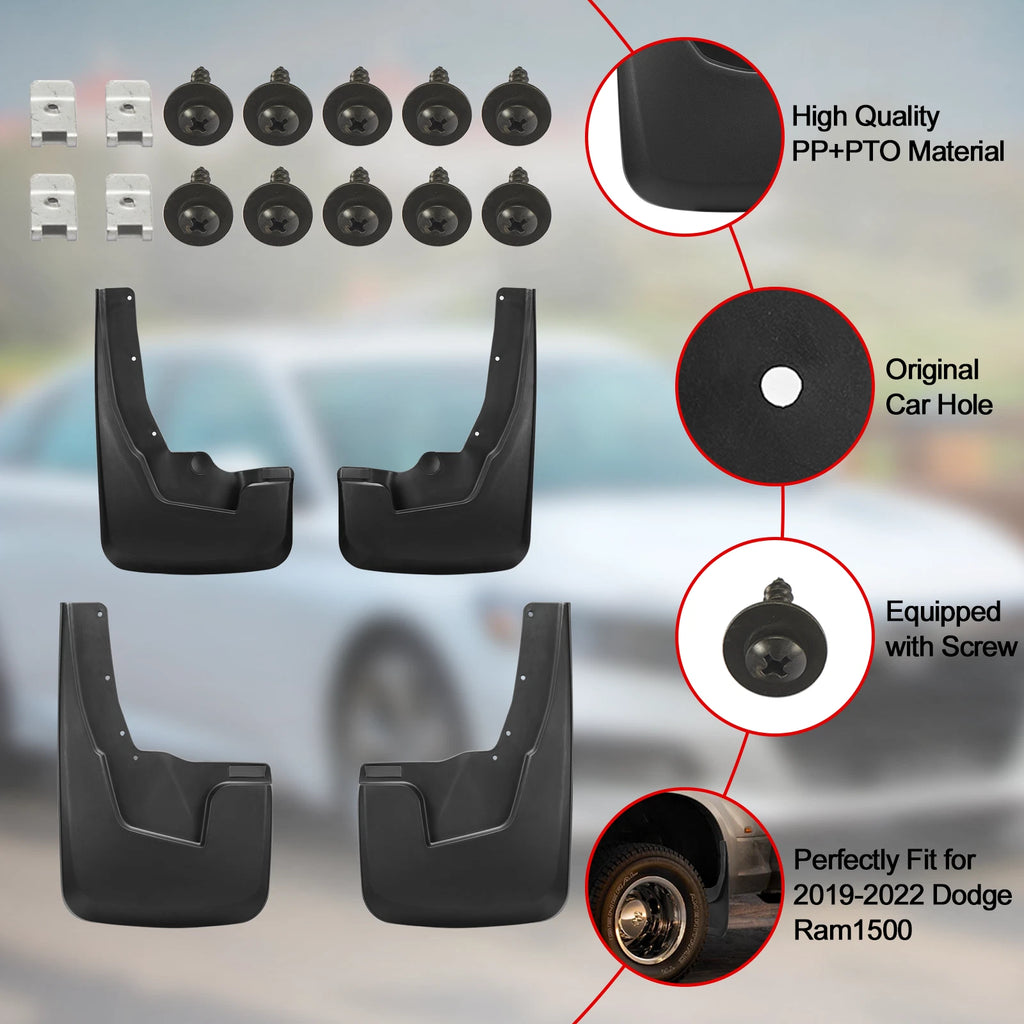 Splash Mud Guards Set for Ram 1500 (2019-2024) (Front/Rear 4PCS)