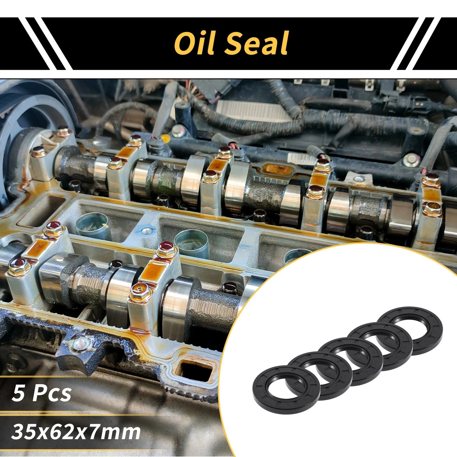 Set of 5 Oil Seal Rotary Shaft Seal NBR Rubber 35x62x7mm