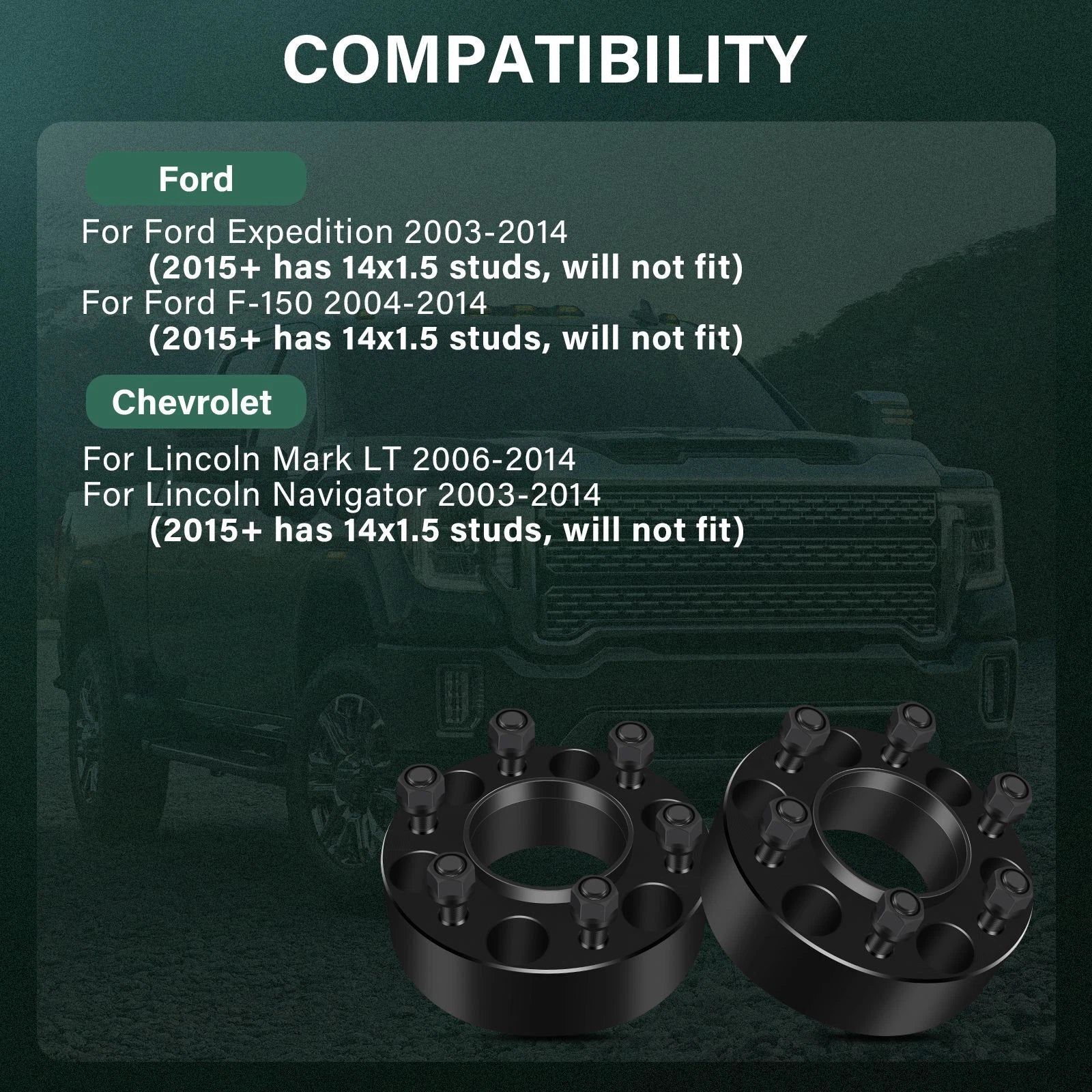 4X 2" Hubcentric Wheel Spacers 6x135 14x2 for Ford F-150 Expedition (2003–2014)