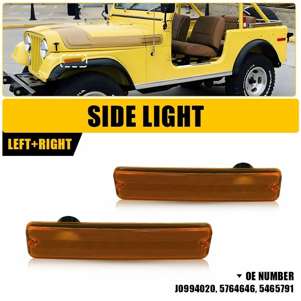 Amber Fender Side Marker Lights for Jeep J10 Pickup (1974–1983)