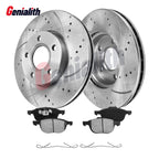 Front Drilled Slotted Rotors + Brake Pads for Ford Focus (2015–2018)