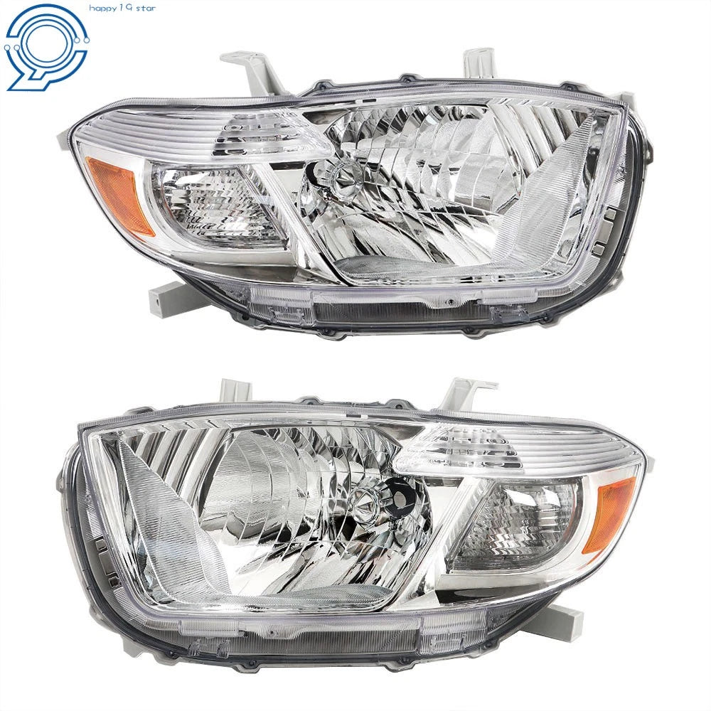 Set of 2 Headlights for Toyota Highlander (2008–2010) Amber