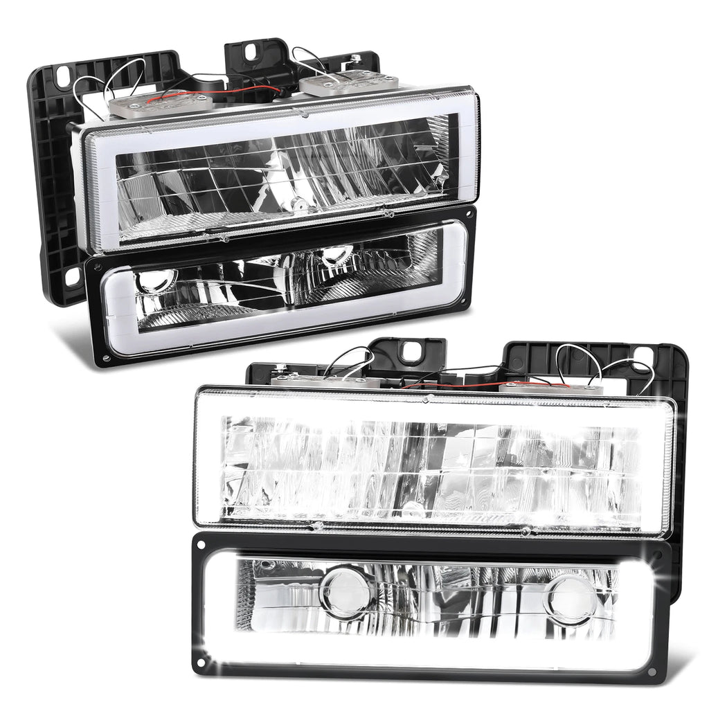 DRL LED Headlight Bumper Turn Signal Lamp Chrome for Chevy Blazer GMC C/K (1988–2000)