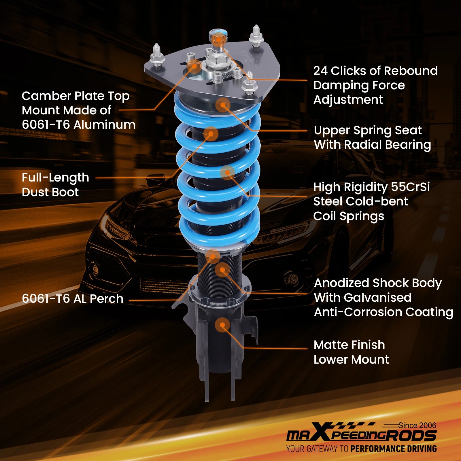 Coilover Lowering Kit for Subaru Impreza WRX (2002-2007) Forester (2003-2008)