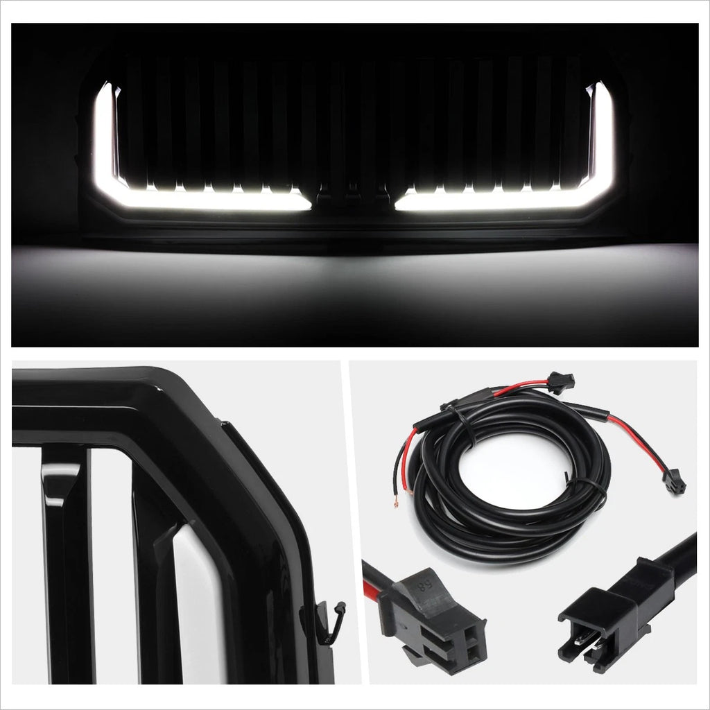 Vertical Fence ABS Front Bumper Grille Frame w/LED Light Bar for Ford F150 (2015–2017)