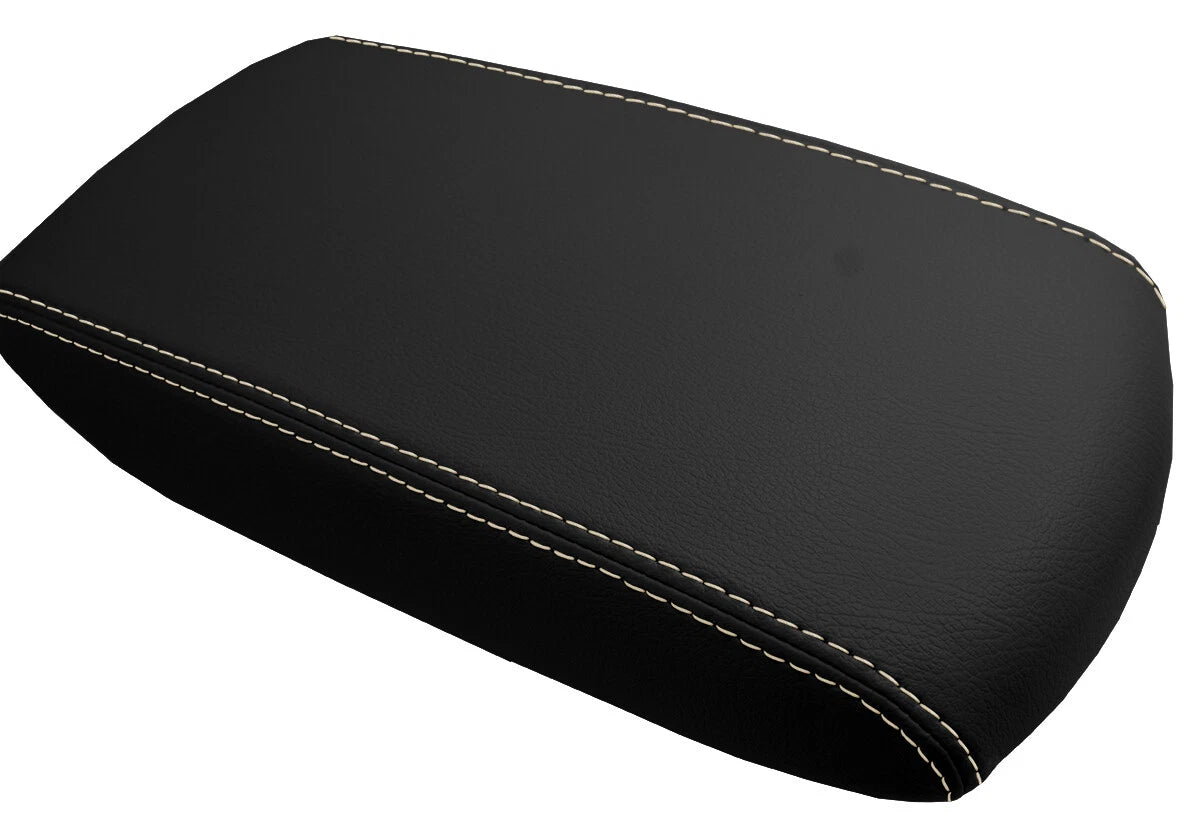 Leather Console Lid Armrest Cover for Toyota RAV4 (2013–2018) Beige Stitch