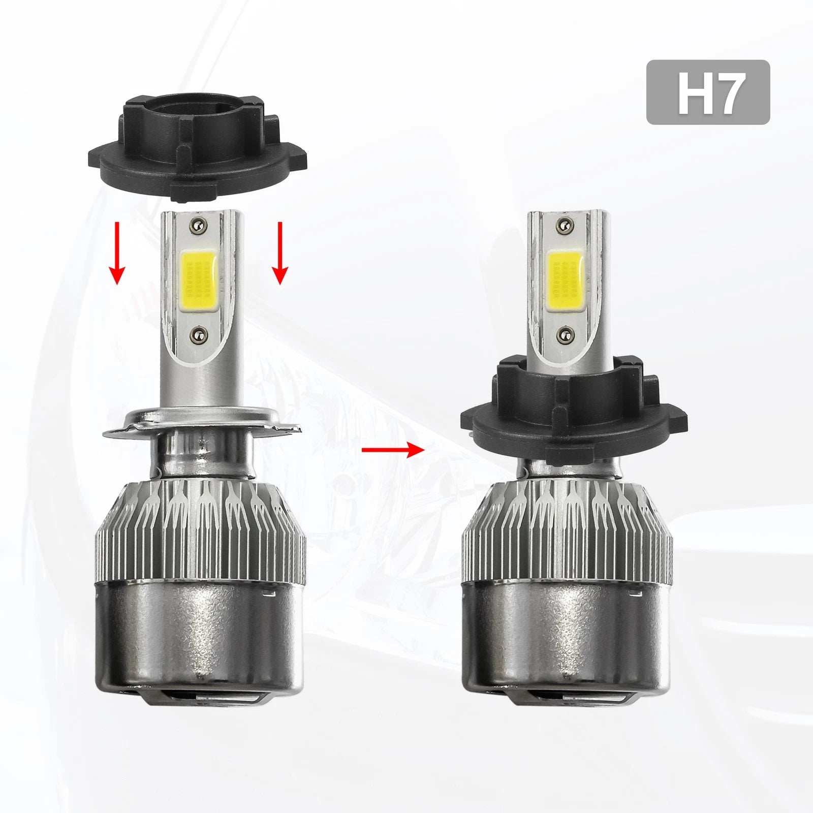 Set of 2 H7 LED Headlight Adapter Bases for Volkswagen Tiguan (2019)