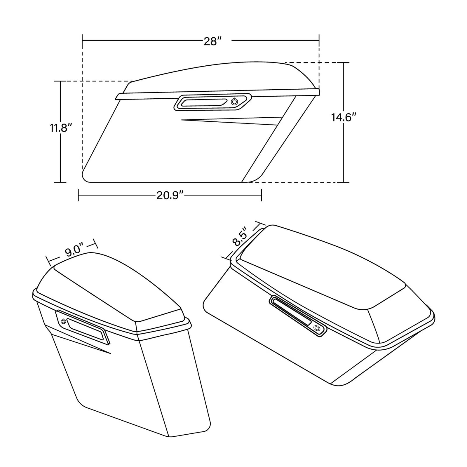 Hard Saddlebags for Harley Street Road Glide (2014–2024) 15 Gauntlet Gray Metallic