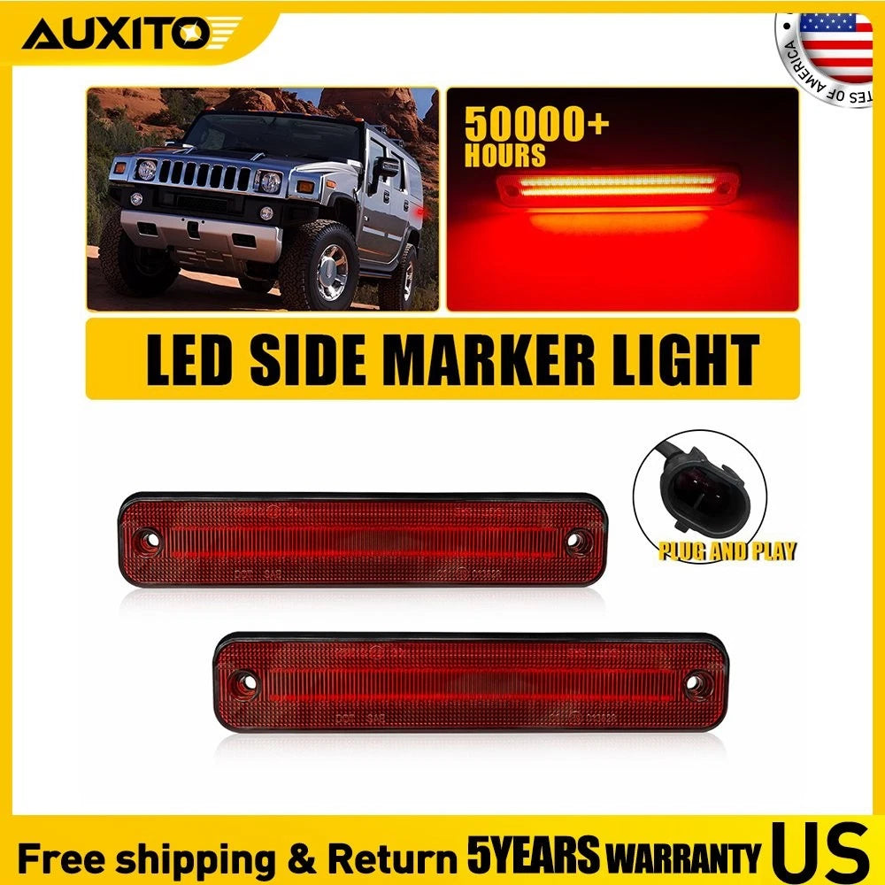 Set of 2 Rear Red LED Fender Side Marker Signal Lights for Hummer H2 (2003–2009)