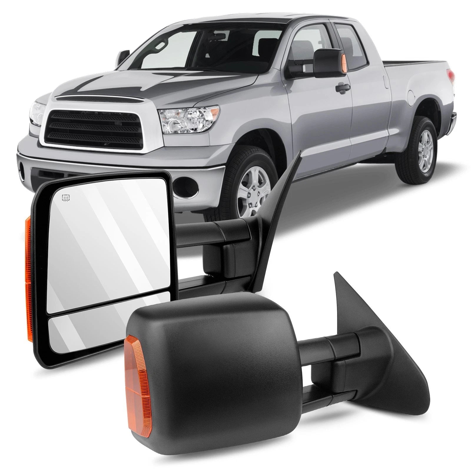 Pair of Power Heated LED Signal Side Mirrors for Toyota Tundra Sequoia (2007–2017)