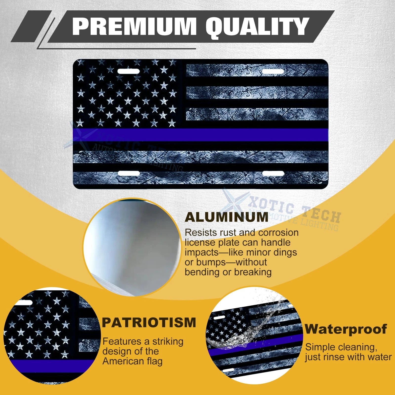 Distressed American Front Flag License Plate for Universal Fit (Patriotic)
