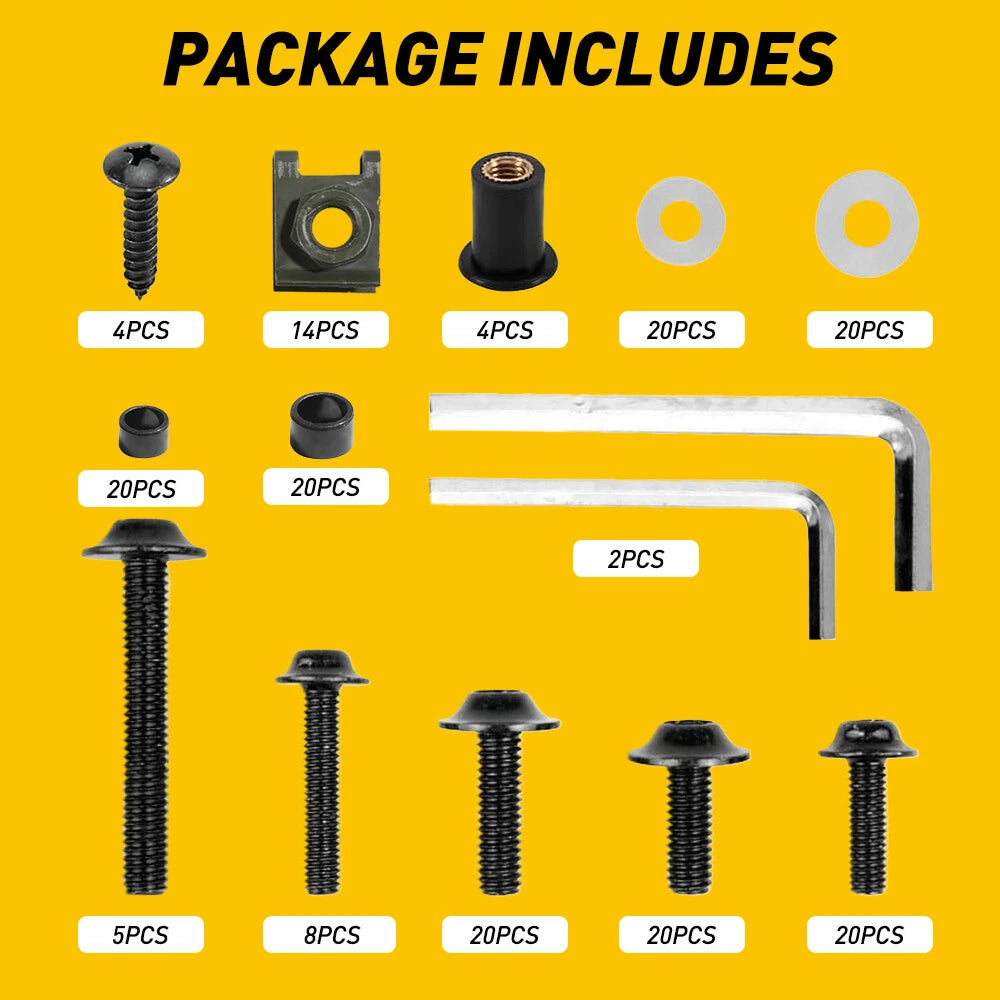 Complete Fairing Bolt Kit for Yamaha Suzuki Honda Kawasaki (Fits Various Models)