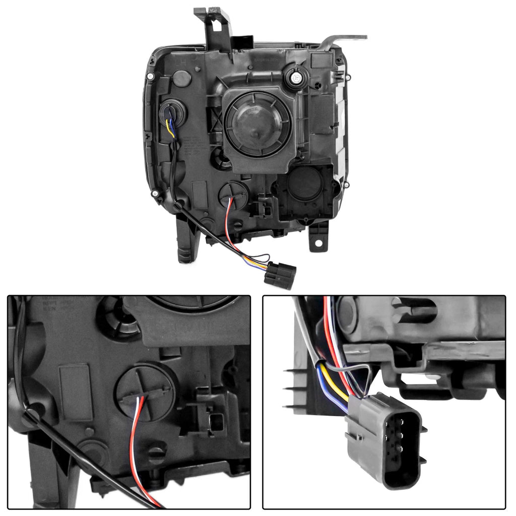 Pair Headlights for GMC Sierra 1500 2014–2018, 2500 HD 2015–2019, 3500 HD