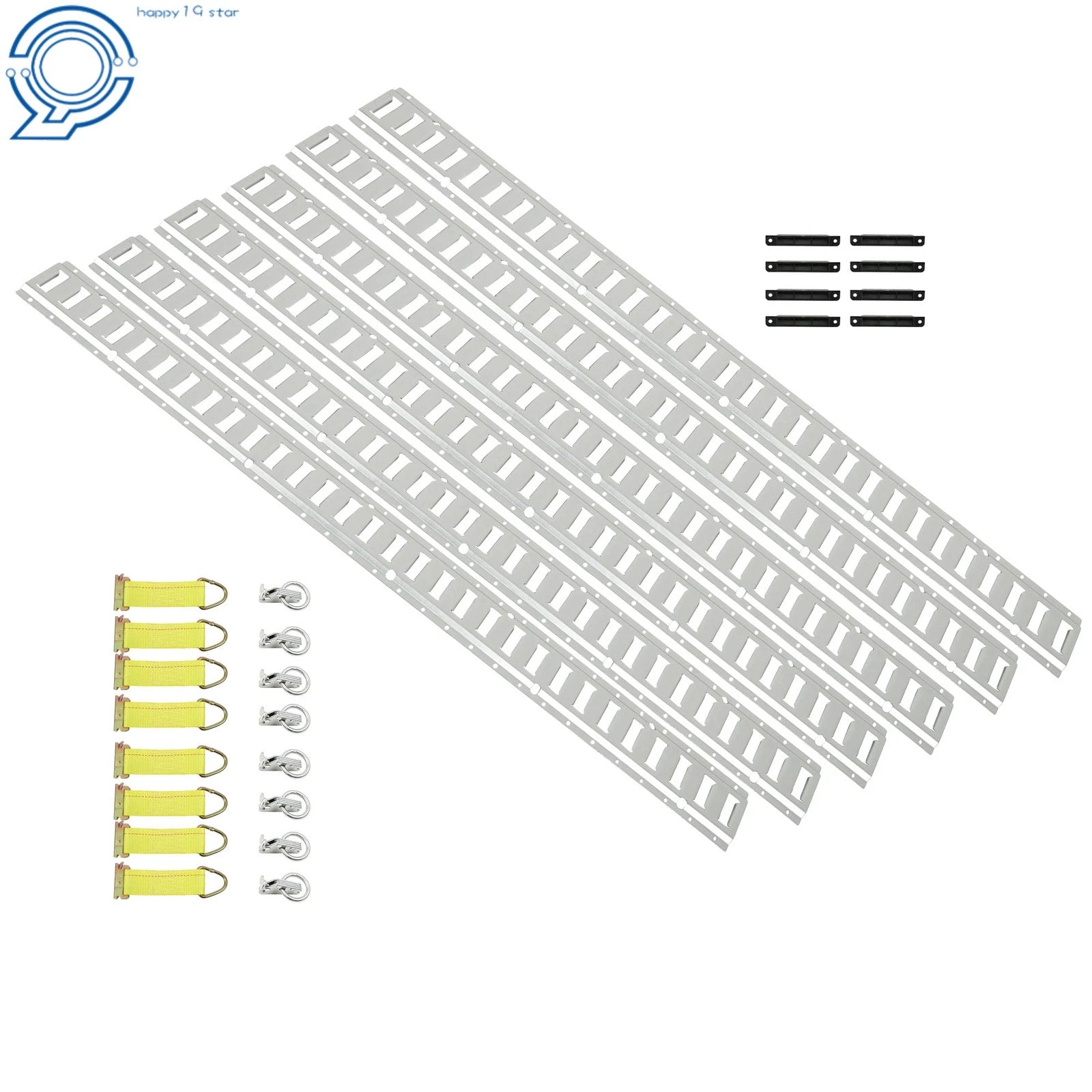 Set of 6 E-Tracks with End Covers, O-Rings, and Tie Straps for Trailers