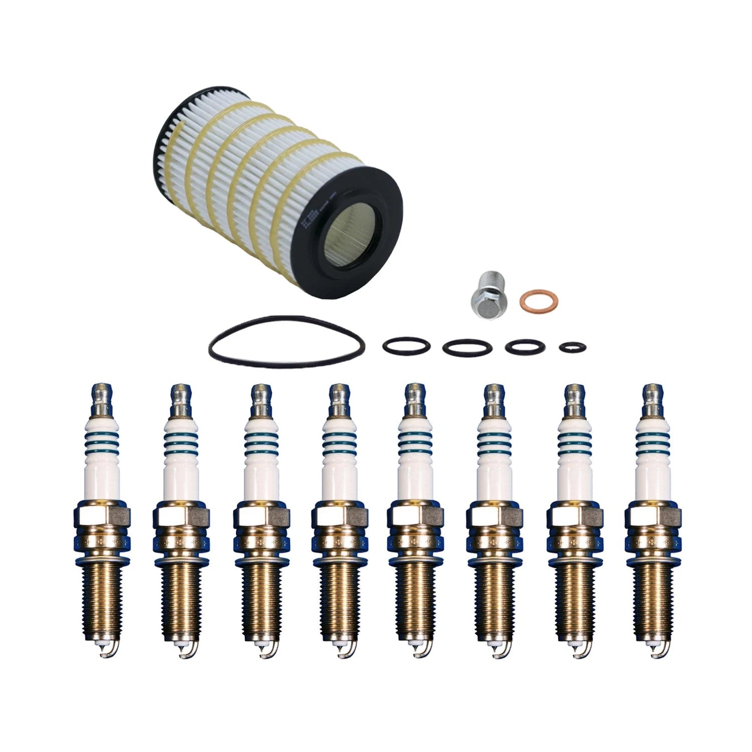 Wix Engine Oil Filter & Denso 8 Iridium Spark Plugs for W211 E550 (2003–2009)