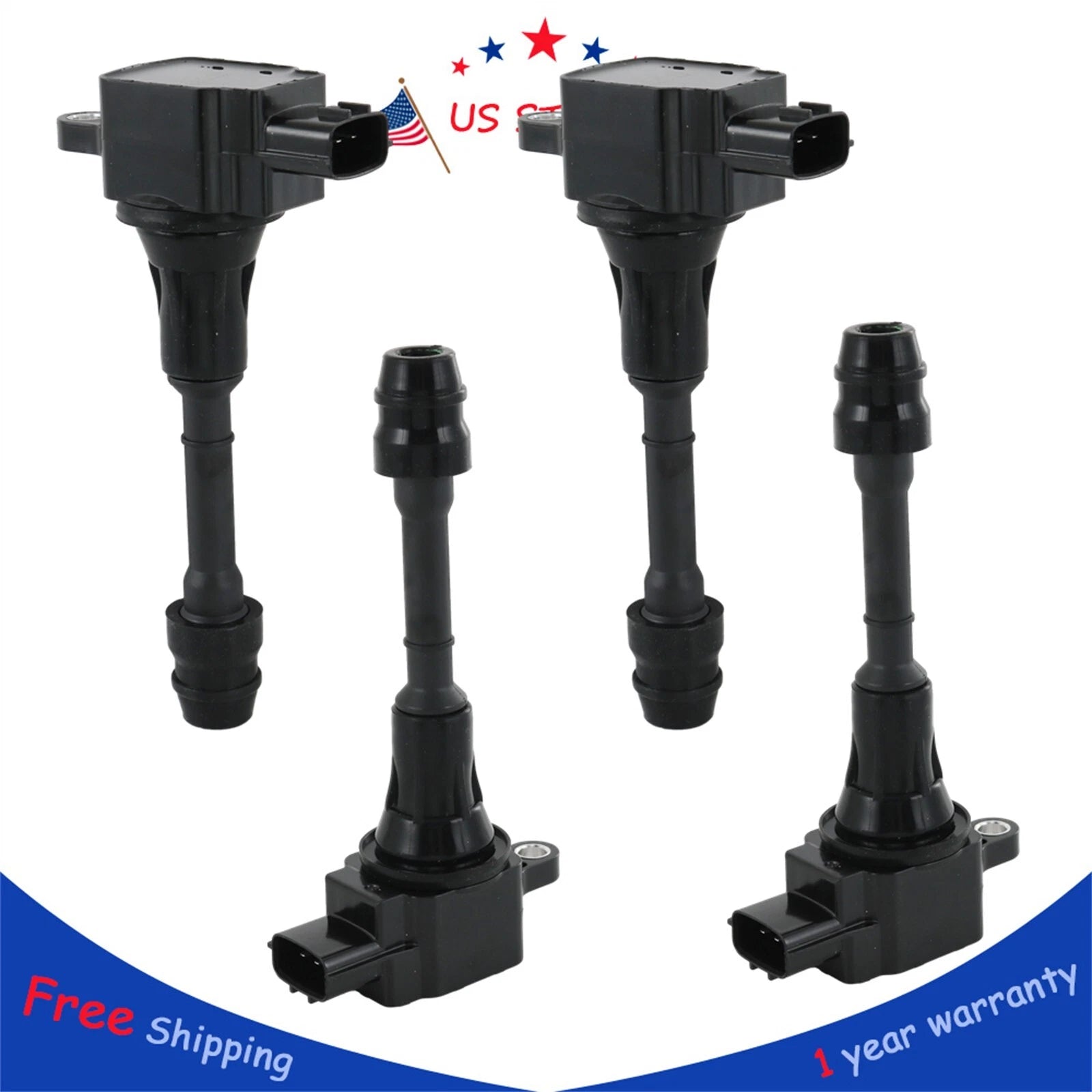 Set of 4 Ignition Coils for Nissan Altima X-Trail Sentra (2002–2013)