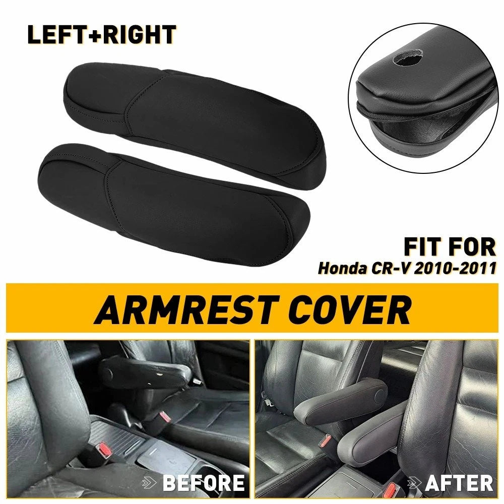 Set of 2 Leather Seat Armrest Covers for Honda CR-V (2010–2011) Double Black