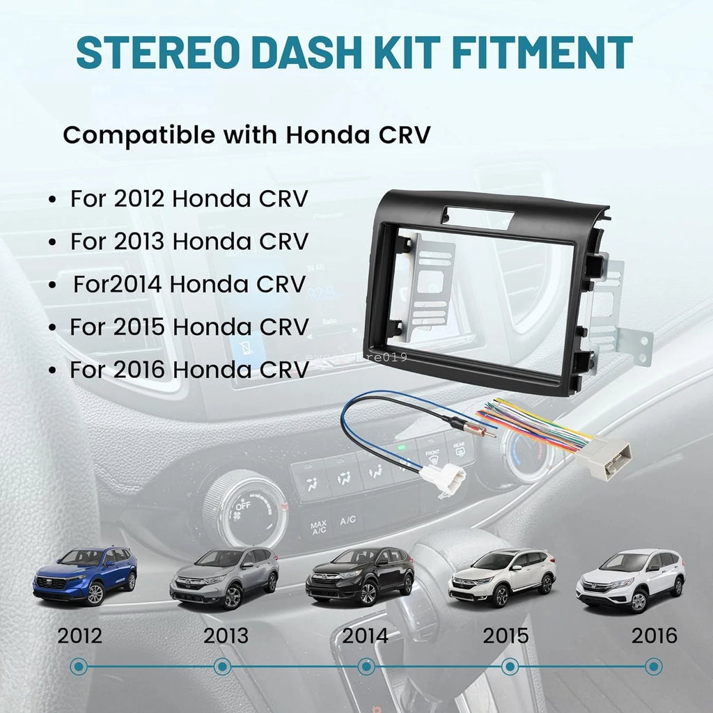 Double DIN Radio Install Dash Bracket & Wire Harness for Honda CR-V (2012–2016)