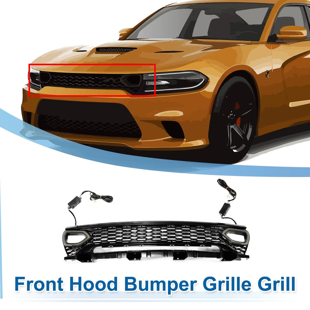 Front Upper Hood Bumper Grille for Dodge Charger (2015–2023) with Light Black