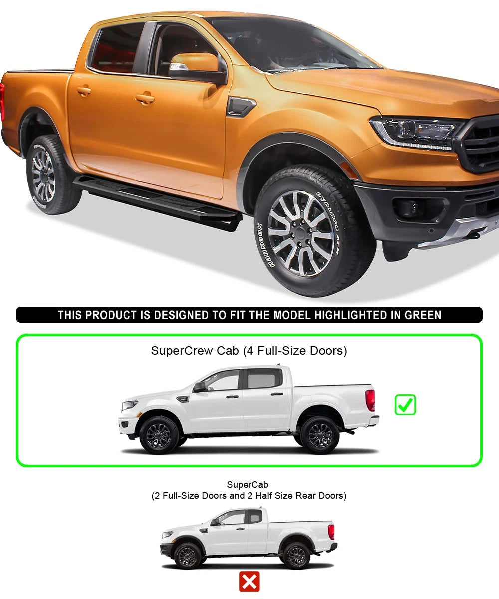 Set of 2 Side Armor for Ford Ranger SuperCrew Cab (2019-2026)