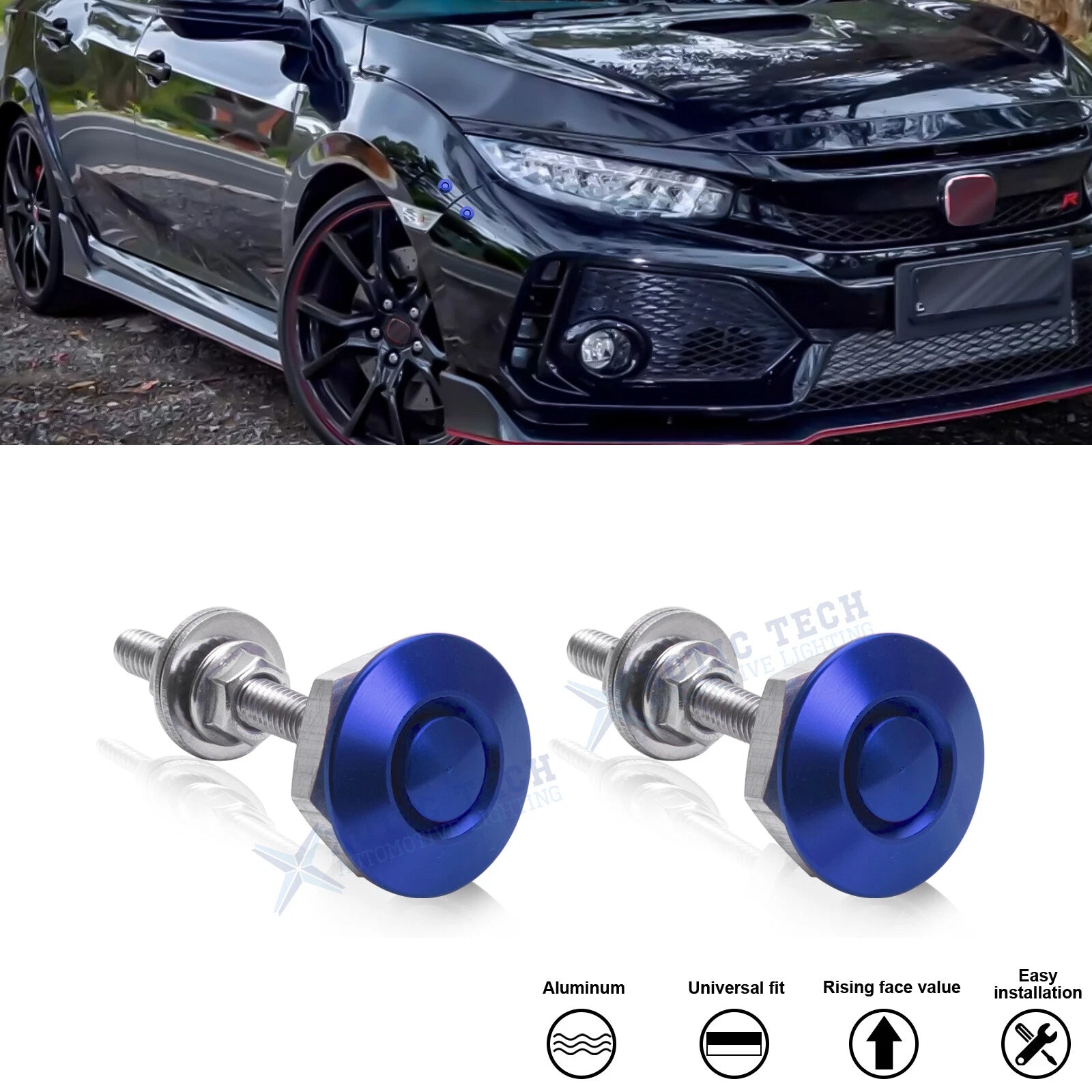 Blue Alloy Exterior Bumper Trunk Hatch Quick Release for Honda Civic & Acura (2017–2021)