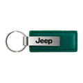 Green Leather Keychain KC1546.JEE - Officially Licensed for Jeep