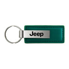 Green Leather Keychain KC1546.JEE - Officially Licensed for Jeep