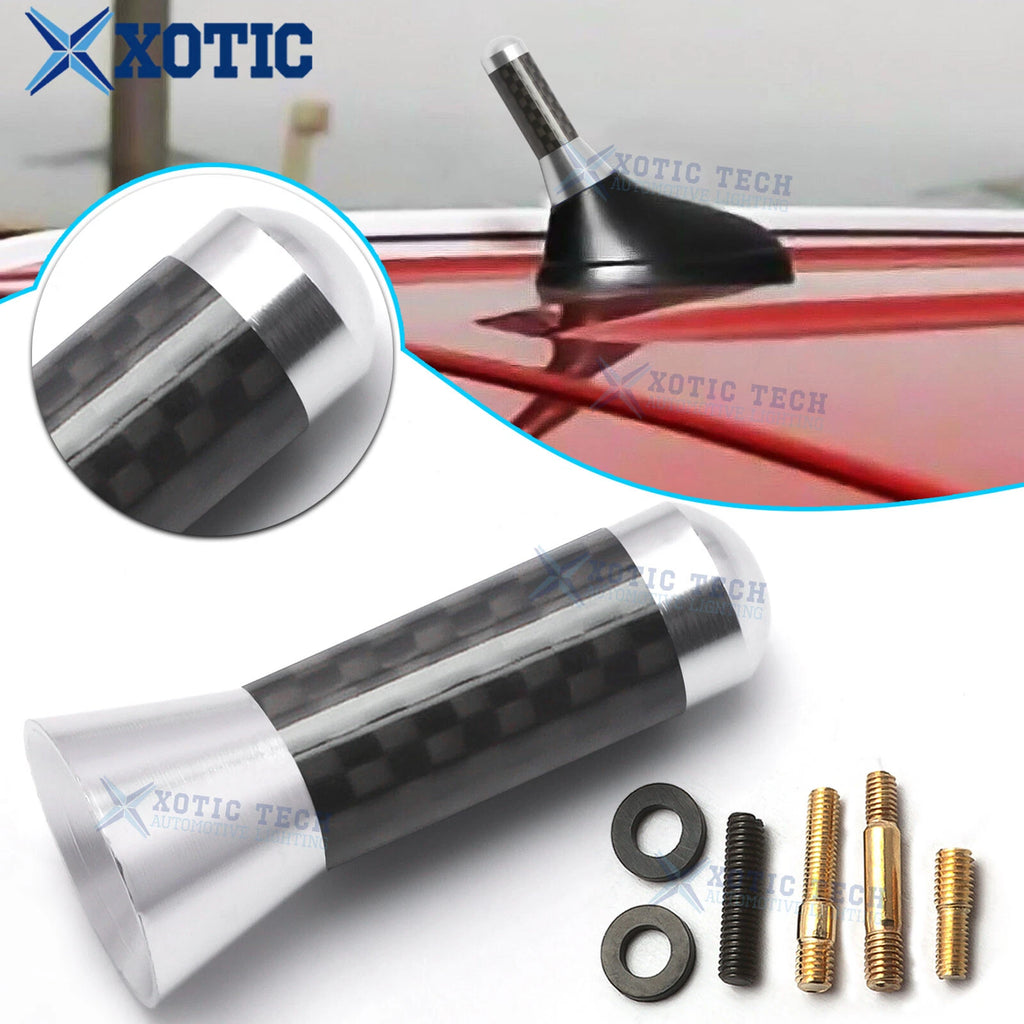 Carbon Fiber 1.4" Silver Screw Antenna for Universal Car (2014–2019)