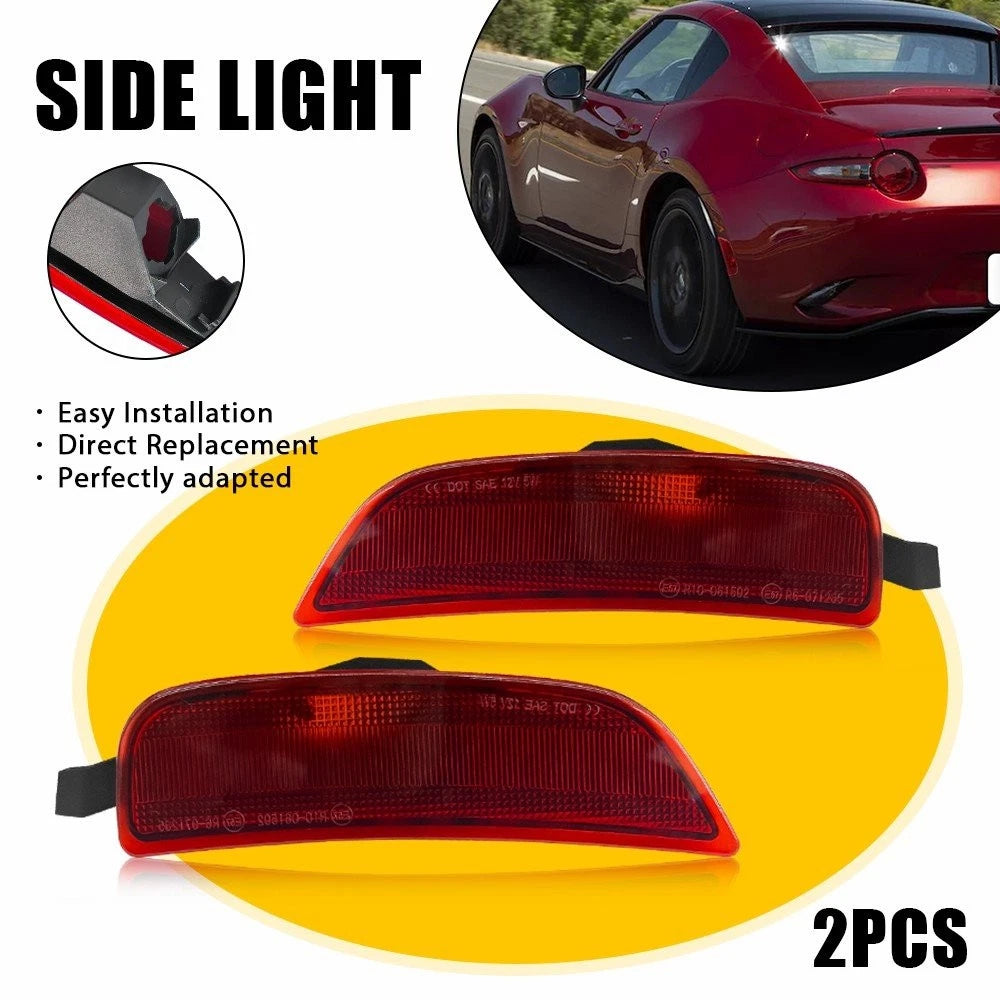 2X Red Lens Rear Side Marker Light Housings for Mazda Miata MX-5 (2016–2023)