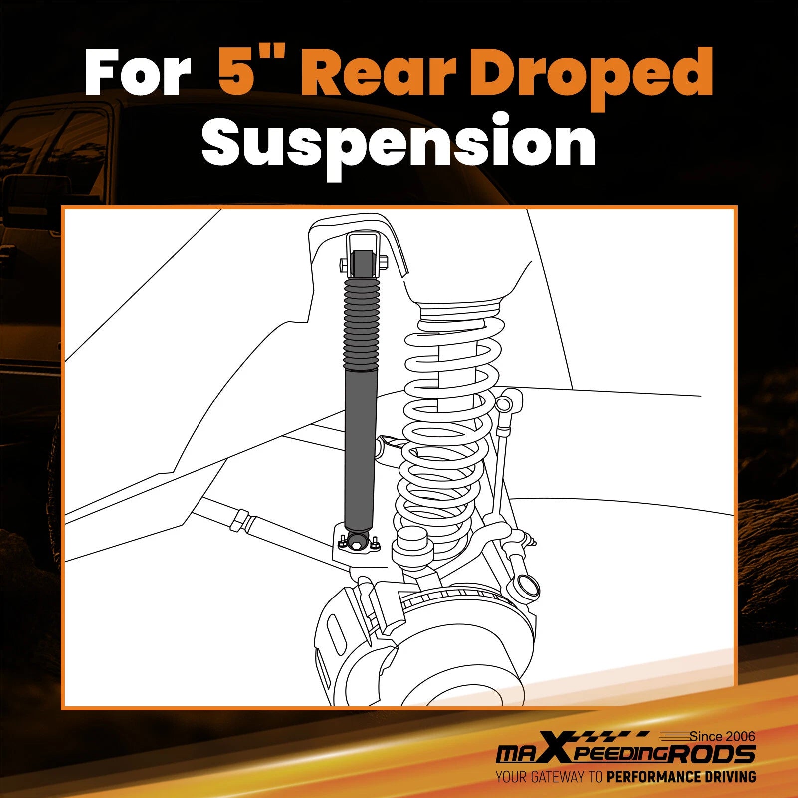 Rear Lowering Shocks for Ford F150 & F100 2WD (1980–1996) 5" Drop