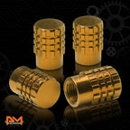 Set of 4 Gold Aluminum Tire Stem Caps for Universal Fit (All Models)