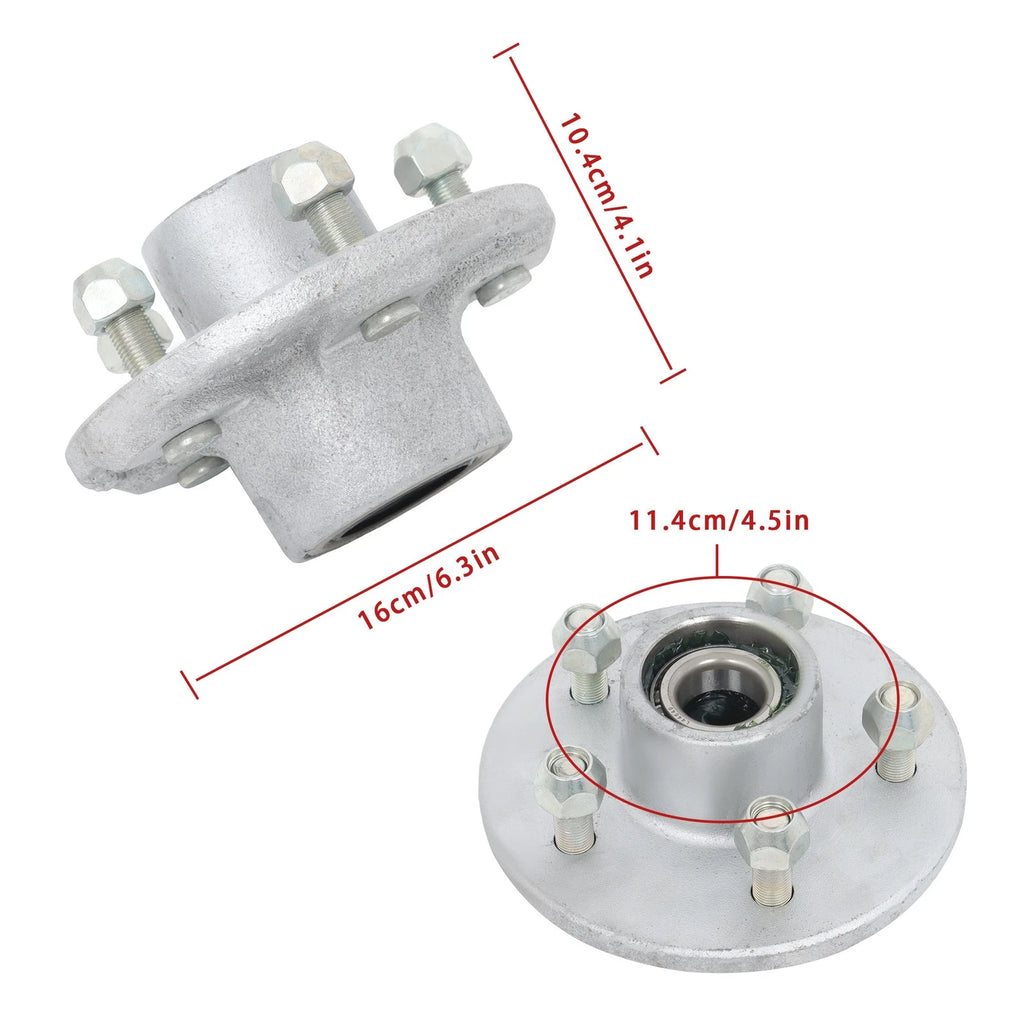 2X Pre-Assembled Galvanized Trailer Hub Kit for 3 (5 on 4.5)