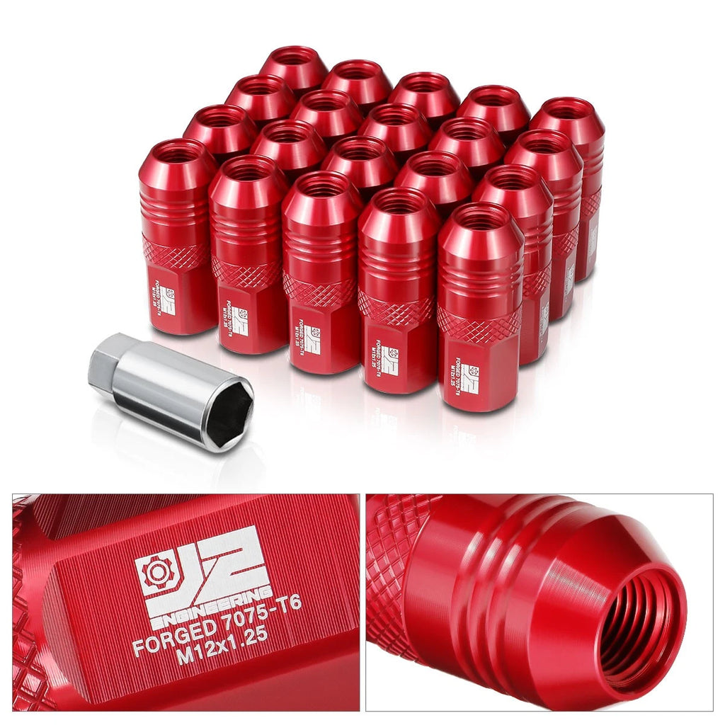 20Pcs M12x1.25 Open End Acorn Lug Nuts for Universal Fit (Red)