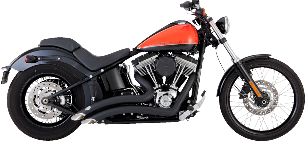2-into-2 Big Radius Exhaust Matte Black for Harley Softail (2005–2009)