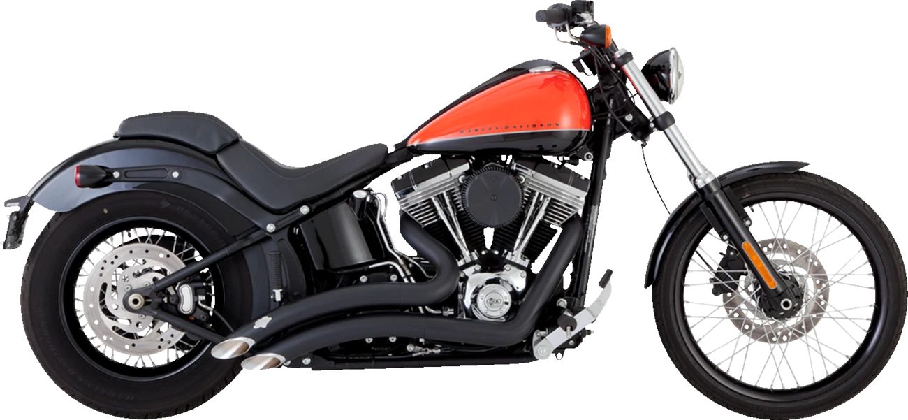 2-into-2 Big Radius Exhaust Matte Black for Harley Softail (2005–2009)