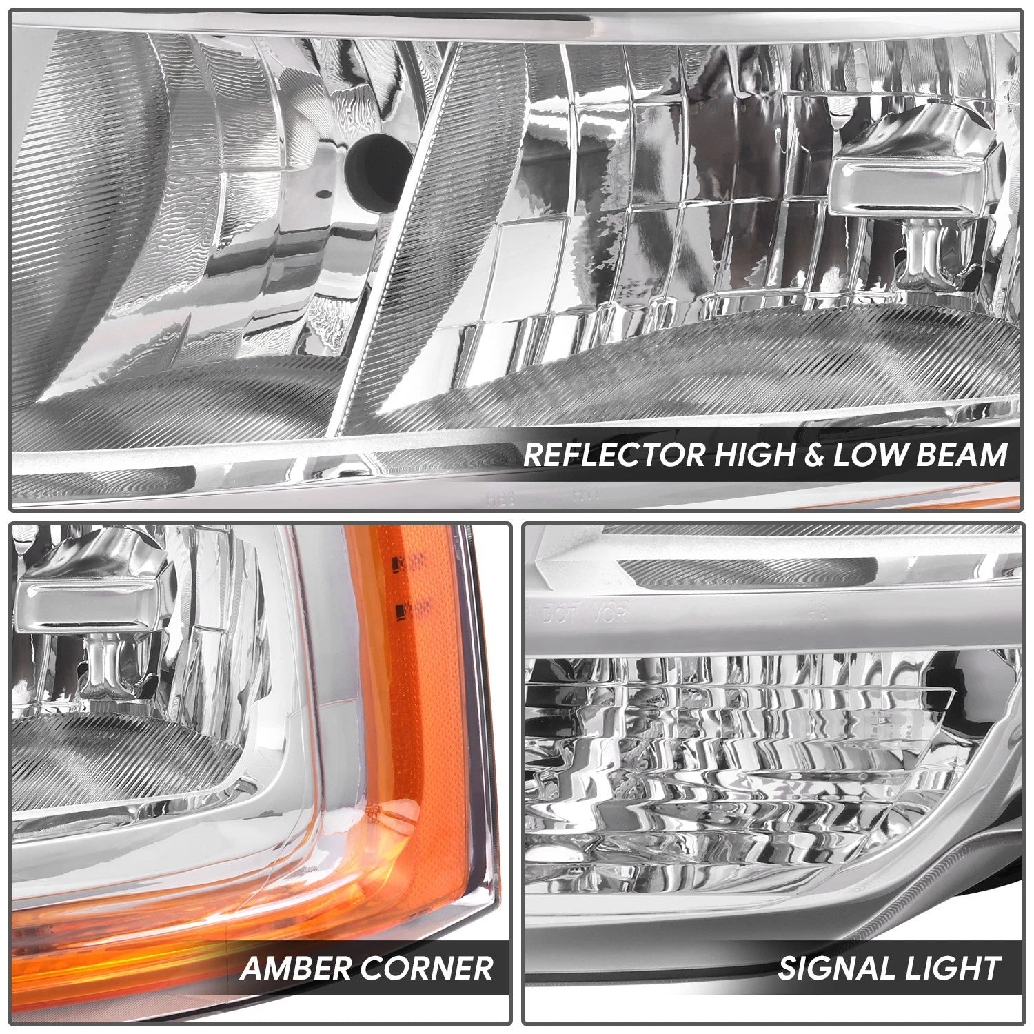 OE Style Chrome Housing Clear Lens Headlights Pair for Ford Expedition (2015–2017)