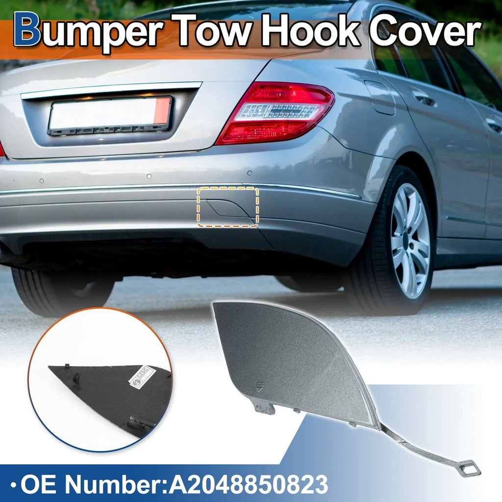 Rear Bumper Tow Hook Cover for Mercedes-Benz W204 (2007-2014) Dark Silver
