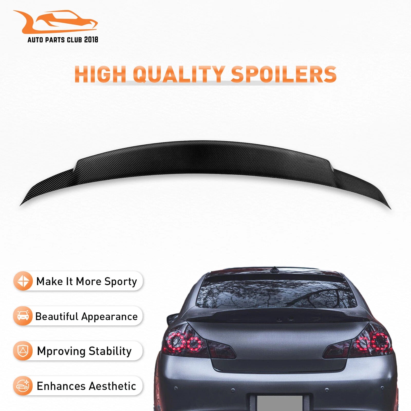 Carbon Fiber Wing Spoiler for Infiniti G37 G25 Sedan (2007–2013)