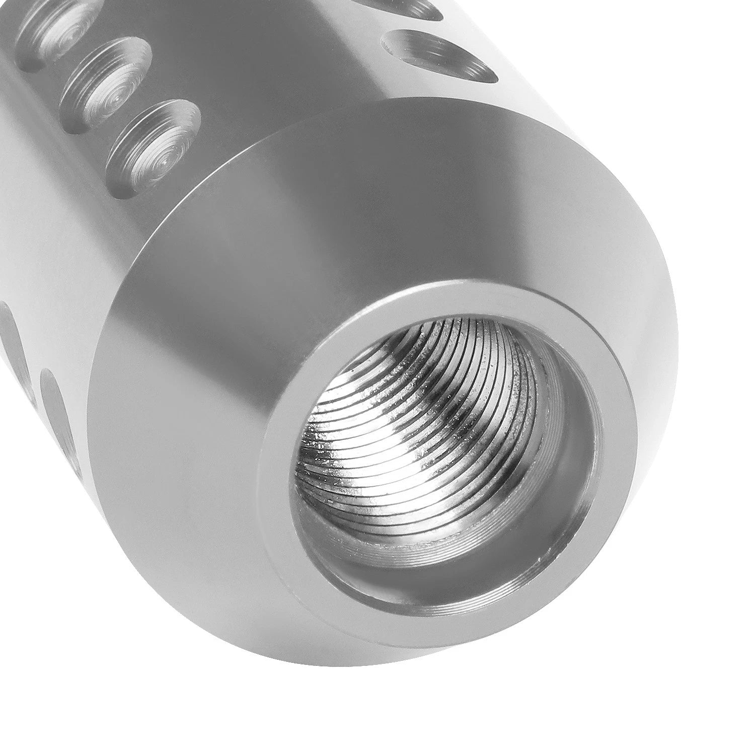 Shift Knob for Universal Fit (J2) - Aluminum Cylindrical Silver with Adapters