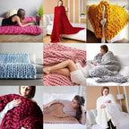 Chunky Knitted Thick Blanket for Sofa (Winter Warm Hand Yarn Merino)
