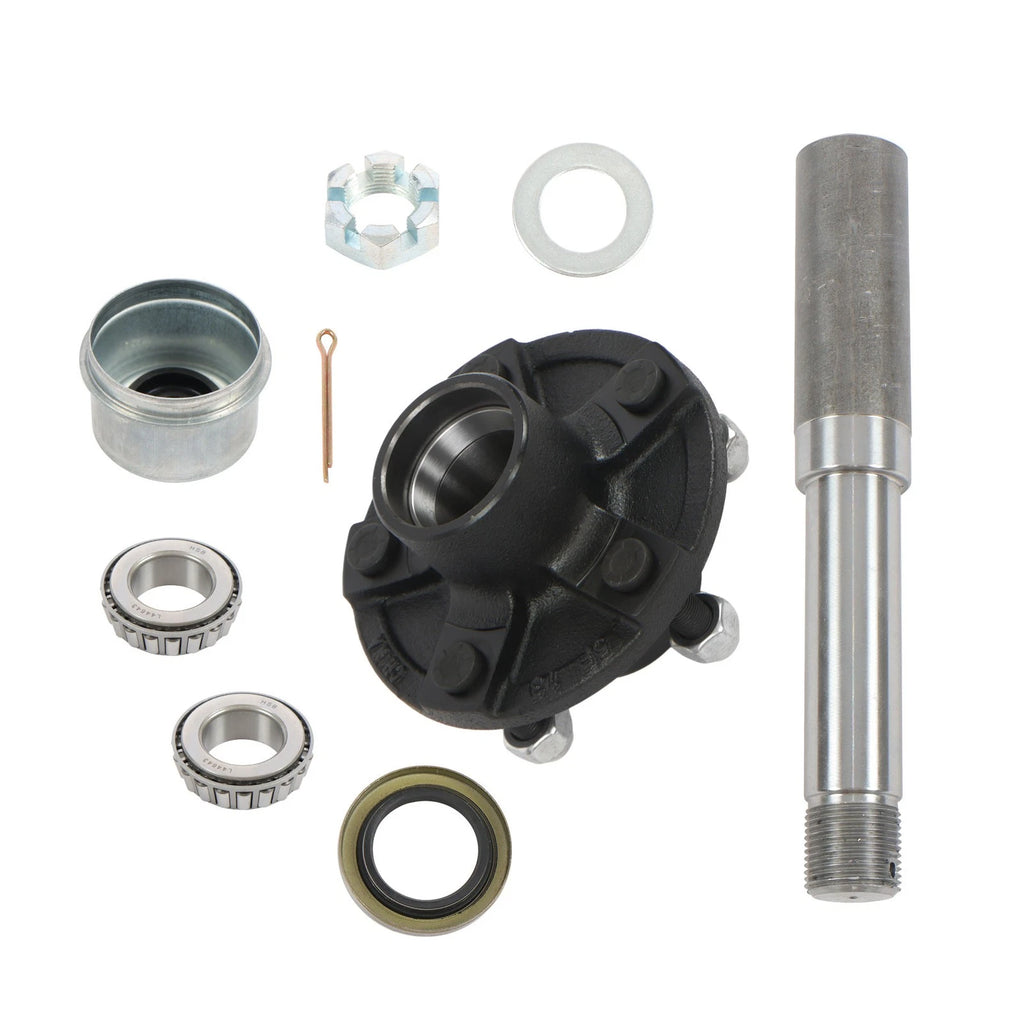Trailer Hub Kit and Round Spindle for Trailers (5 on 4.5)