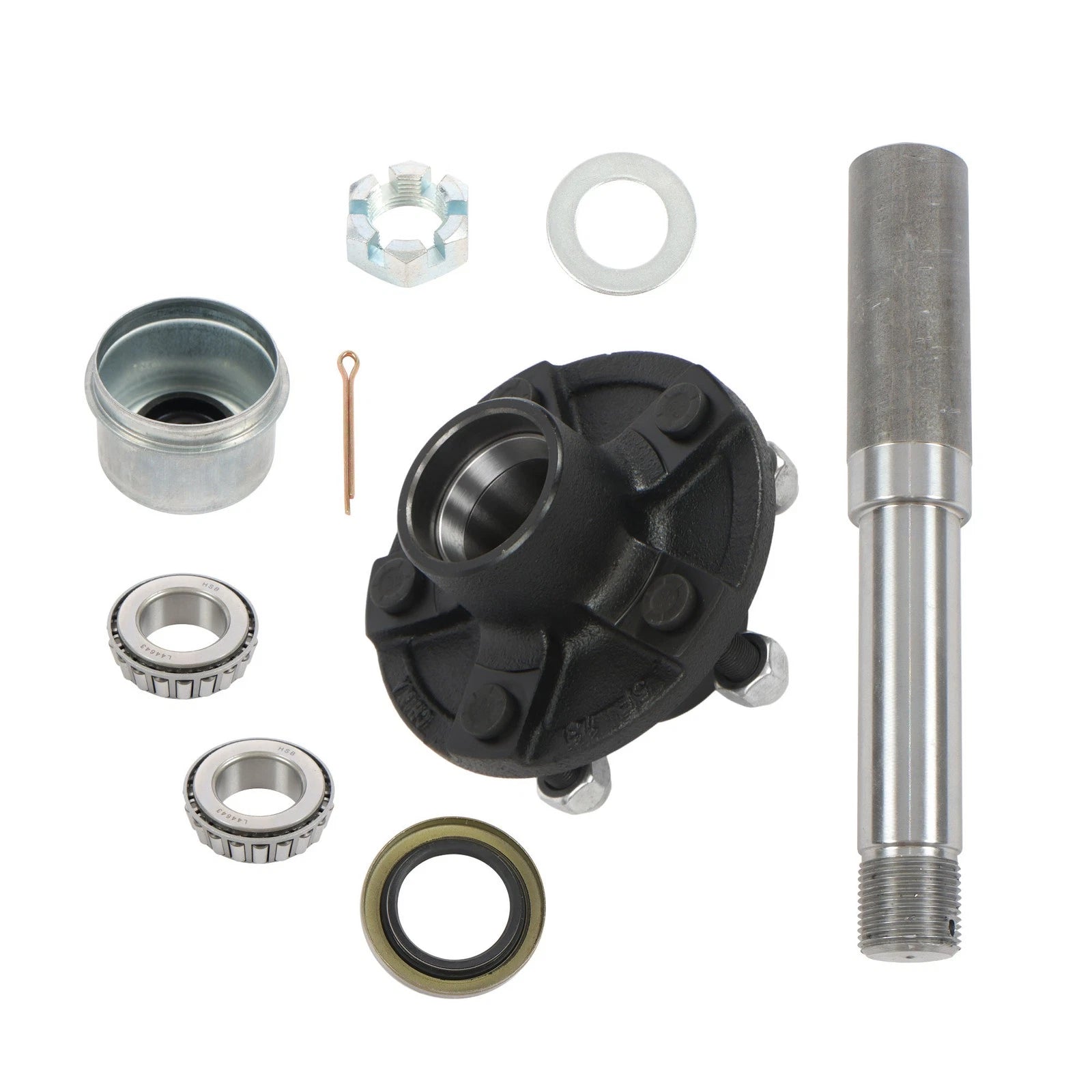 Trailer Hub Kit and Round Spindle for Trailers (5 on 4.5)