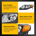 Headlight Assembly for Honda Civic Sedan (2006–2011) Driver + Passenger Sides