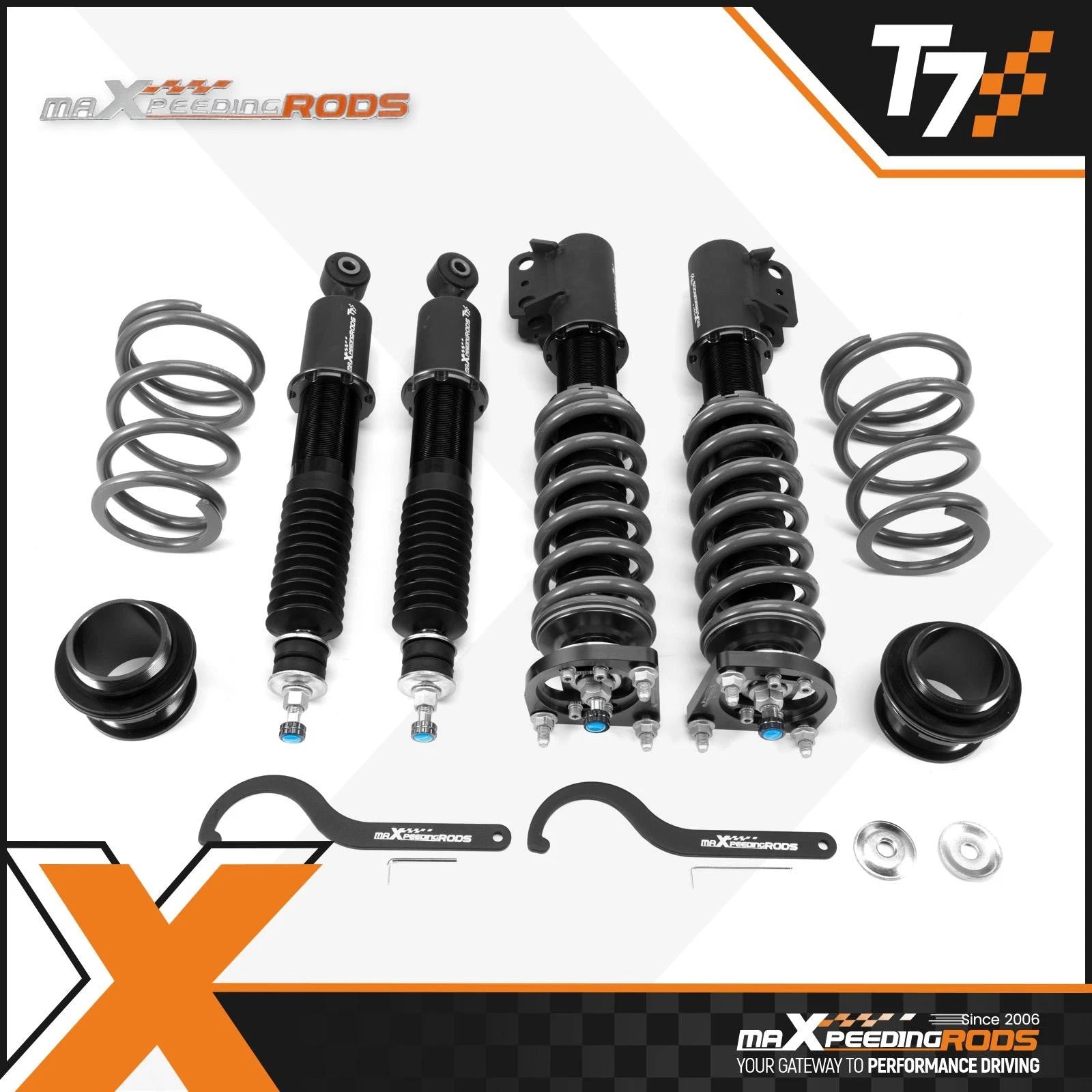 MaXpeedingrods T7 Coilovers 24 Click Damper Shocks Struts For Ford Mustang 94-04