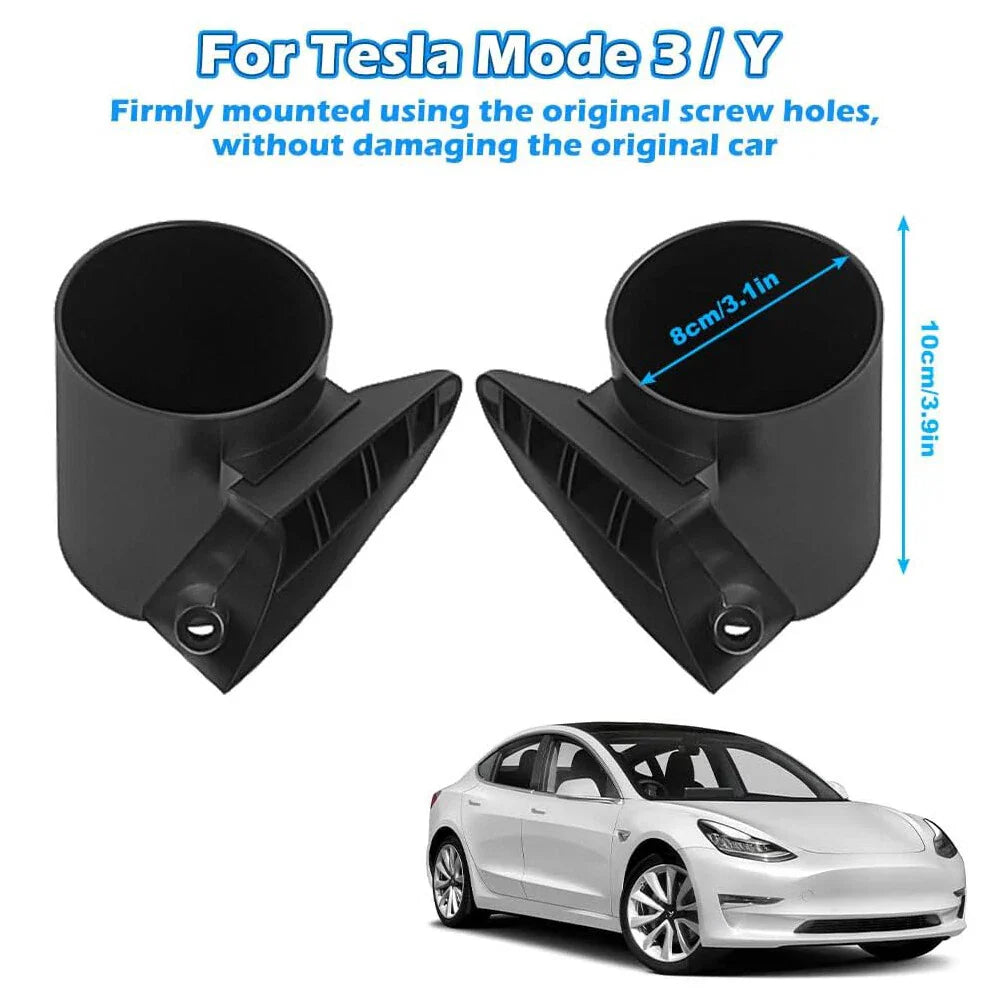 ABS Black Drink Cup Holders for Tesla Model 3 & Y (2017-2023)