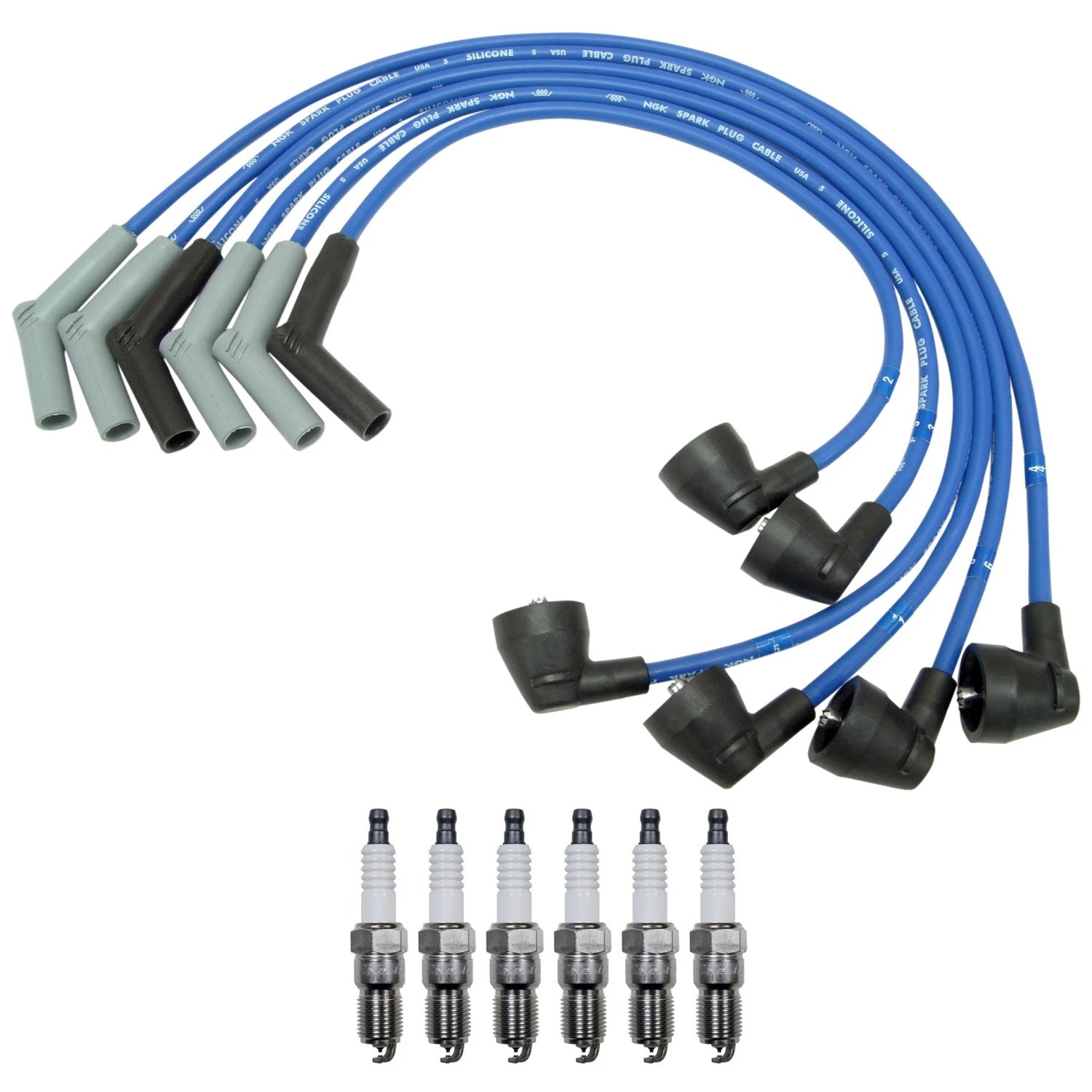 NGK Wire Set & Denso 6 Platinum TT Spark Plugs for Mazda B3000 (1998–2006)