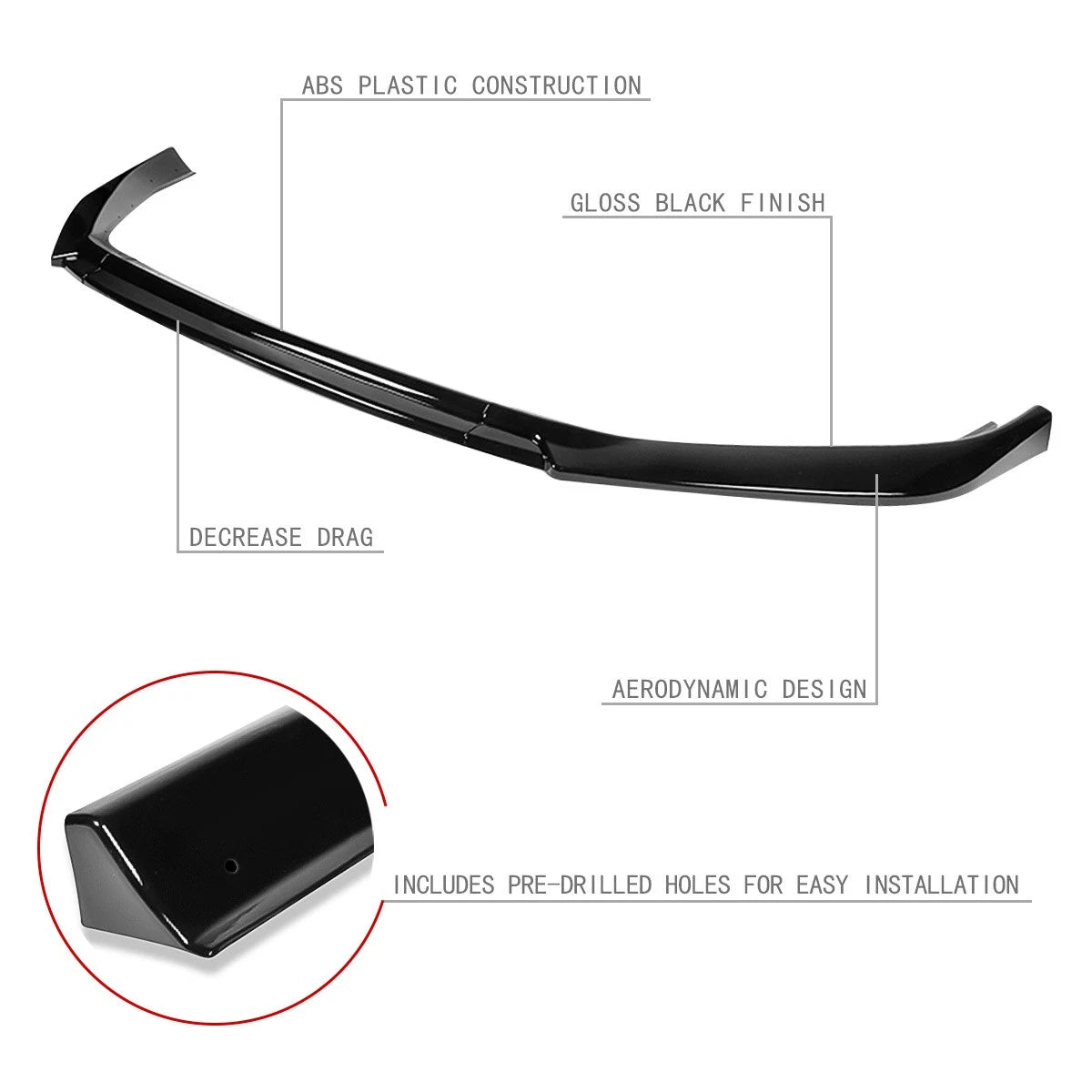 3Pc Front Bumper Lip Splitter Diffuser for VW Golf (2018–2021) Gloss Black