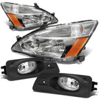 Clear Housing Amber Corner Head Lamps + Chrome Fog Lights for Accord (2006–2007)